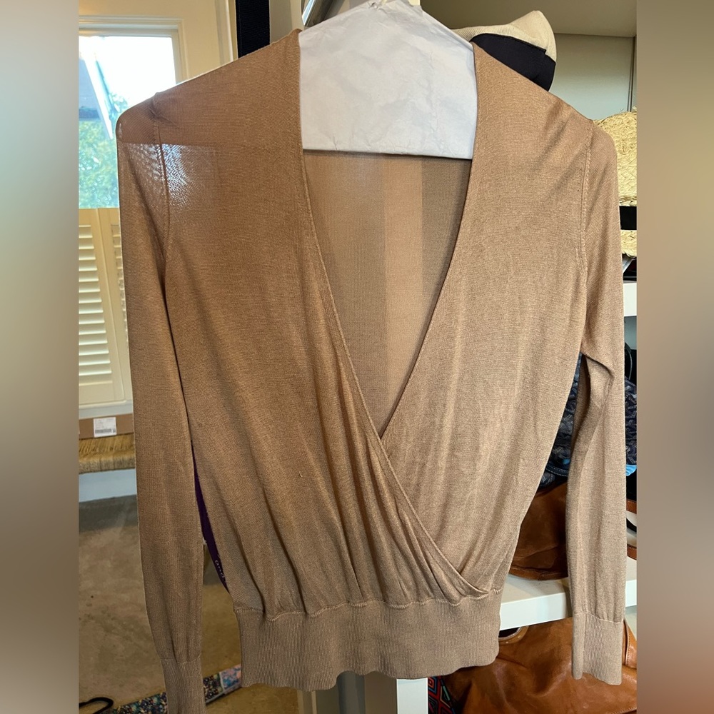 Ann Taylor Knit Tan Draper Sweater M Petitie